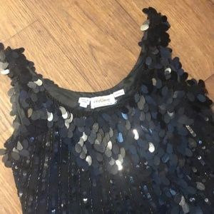 Vintage Oleg Cassini 1980s Sequin Silk Top SMALL